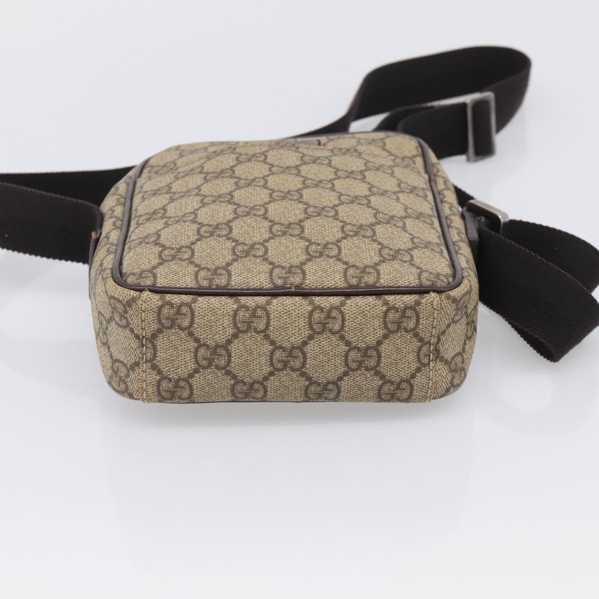 GUCCI GG Supreme Shoulder Bag PVC Beige Silver 122754 Auth BA16678