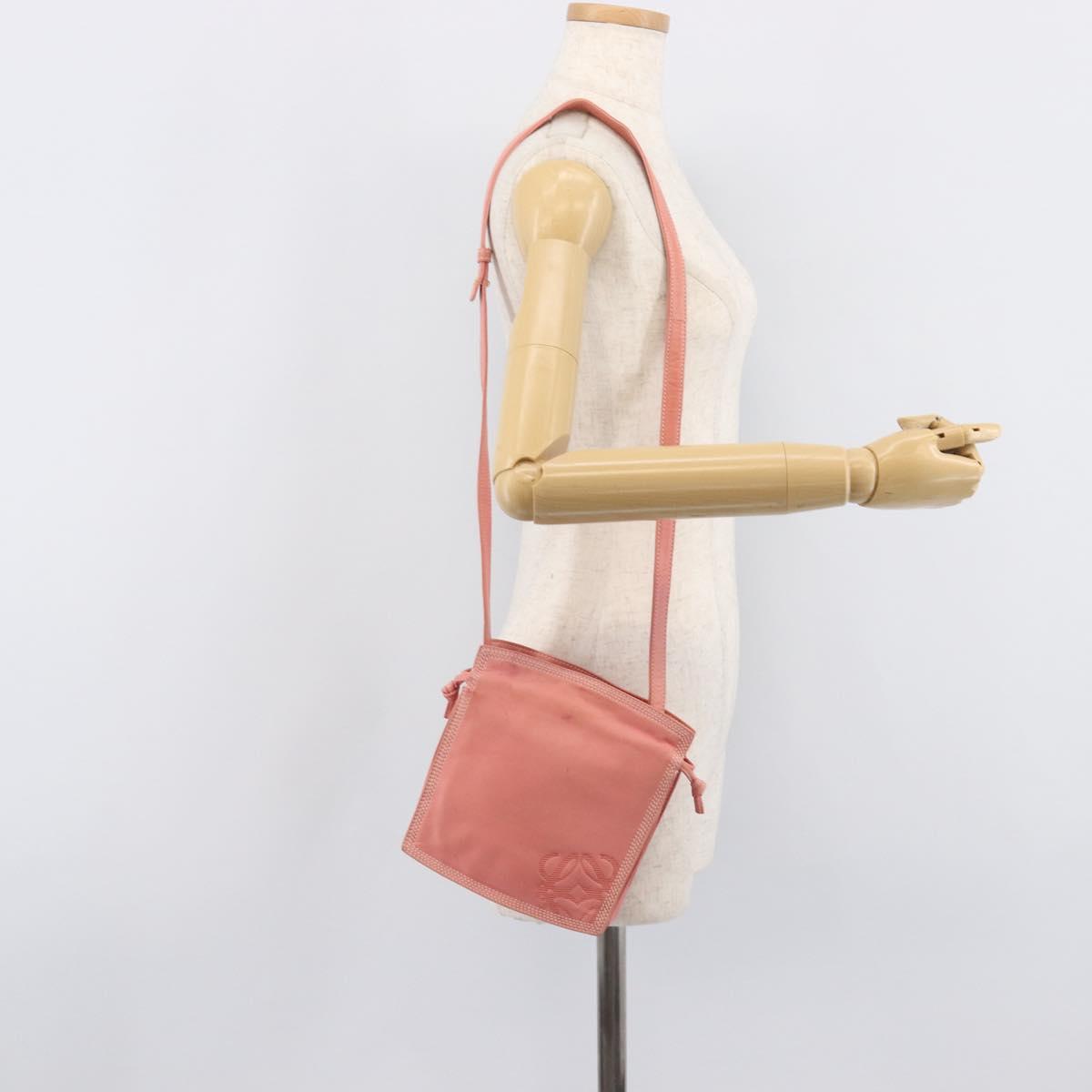 LOEWE Shoulder Bag Leather Pink Gold Auth BA16679