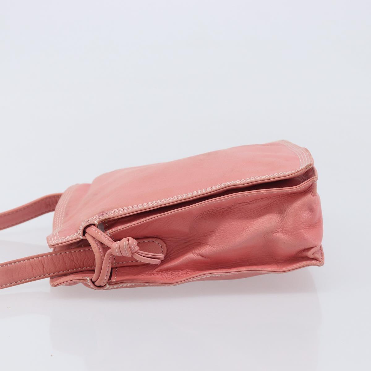 LOEWE Shoulder Bag Leather Pink Gold Auth BA16679