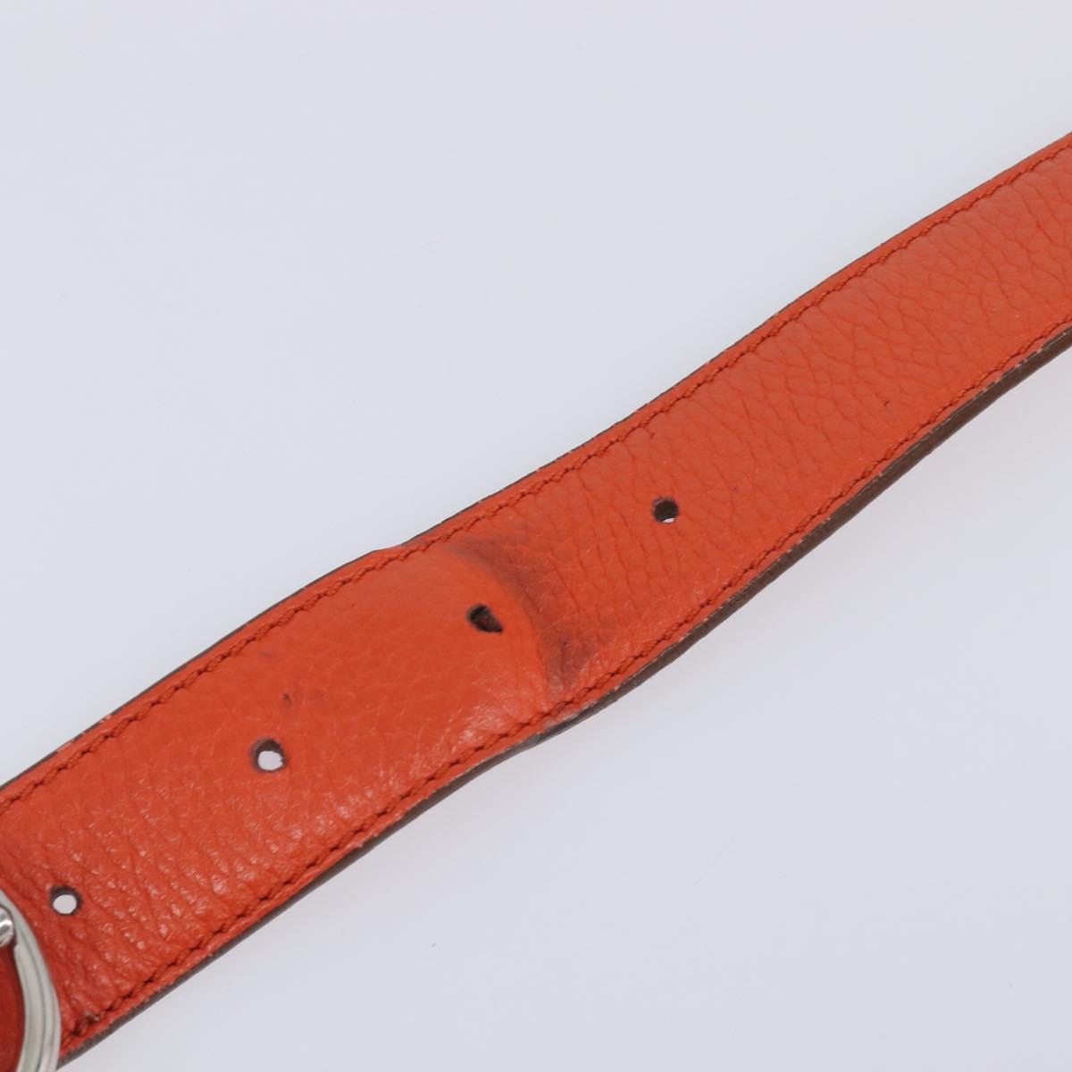 Salvatore Ferragamo Sofia Gancini Bag Leather 2way Orange Silver Auth BA16681A