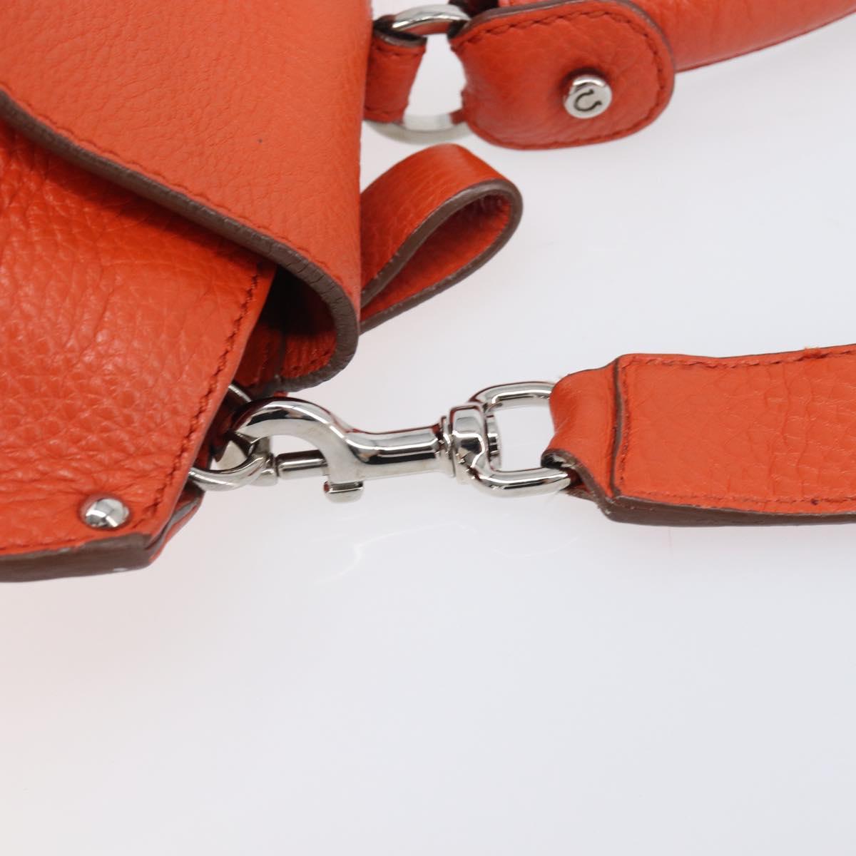 Salvatore Ferragamo Sofia Gancini Bag Leather 2way Orange Silver Auth BA16681A