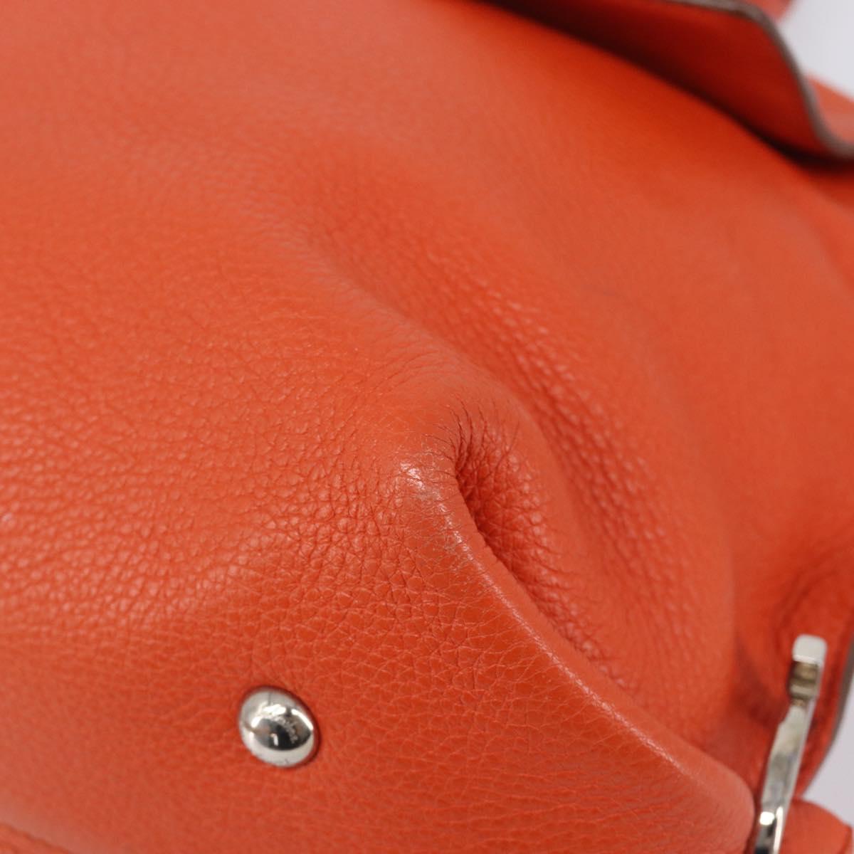 Salvatore Ferragamo Sofia Gancini Bag Leather 2way Orange Silver Auth BA16681A