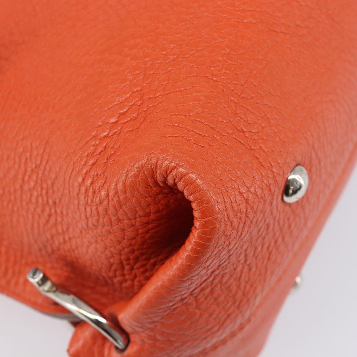 Salvatore Ferragamo Sofia Gancini Bag Leather 2way Orange Silver Auth BA16681A