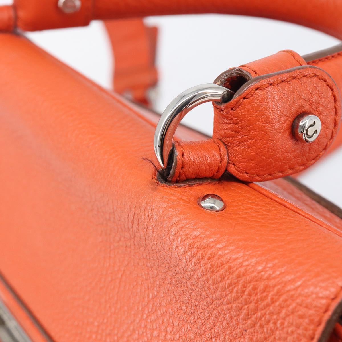 Salvatore Ferragamo Sofia Gancini Bag Leather 2way Orange Silver Auth BA16681A