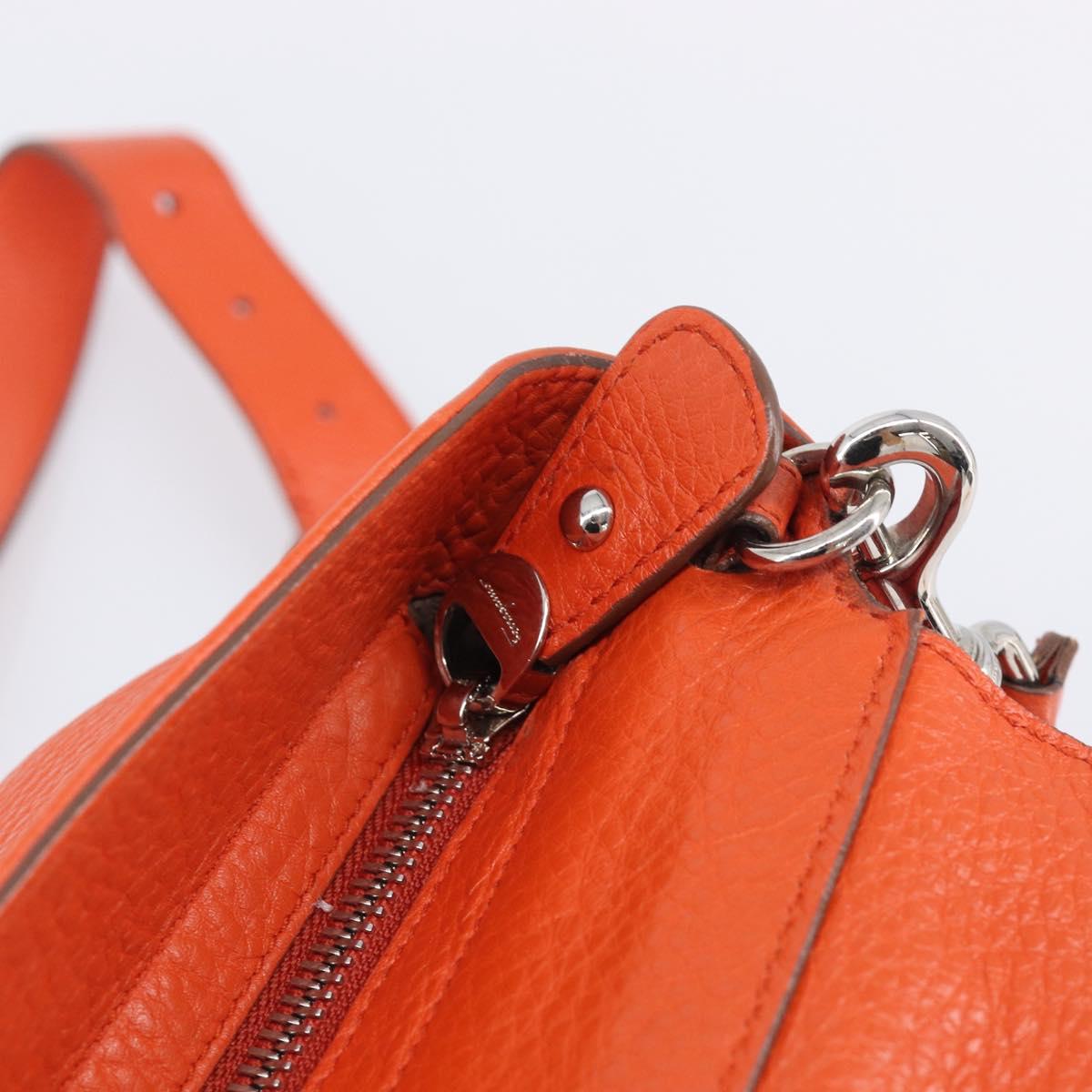 Salvatore Ferragamo Sofia Gancini Bag Leather 2way Orange Silver Auth BA16681A
