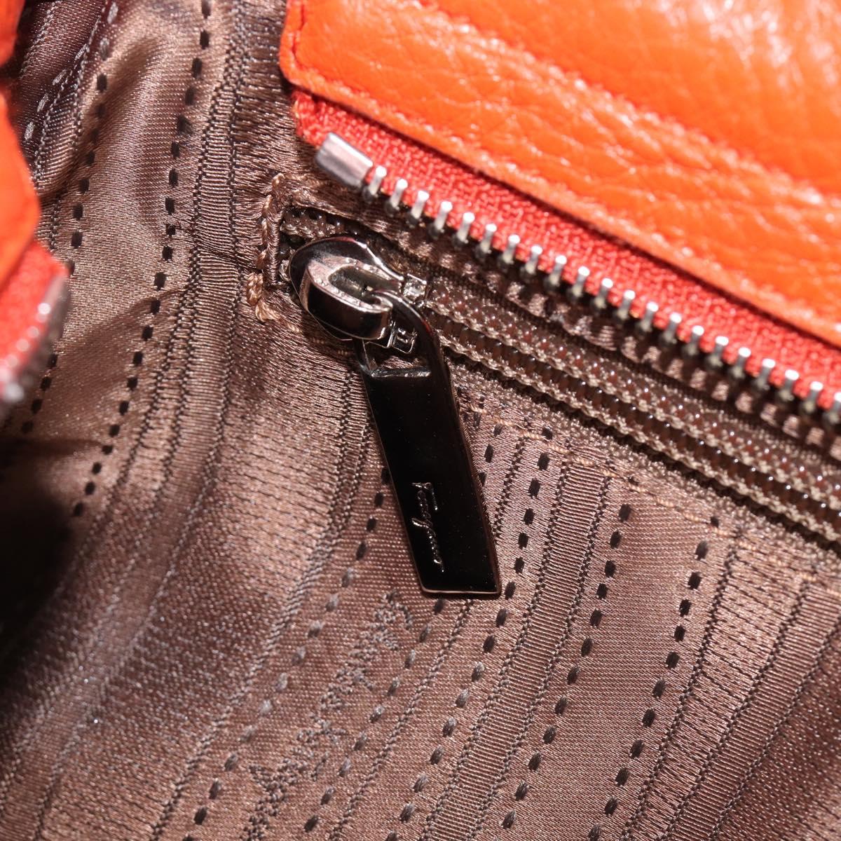 Salvatore Ferragamo Sofia Gancini Bag Leather 2way Orange Silver Auth BA16681A