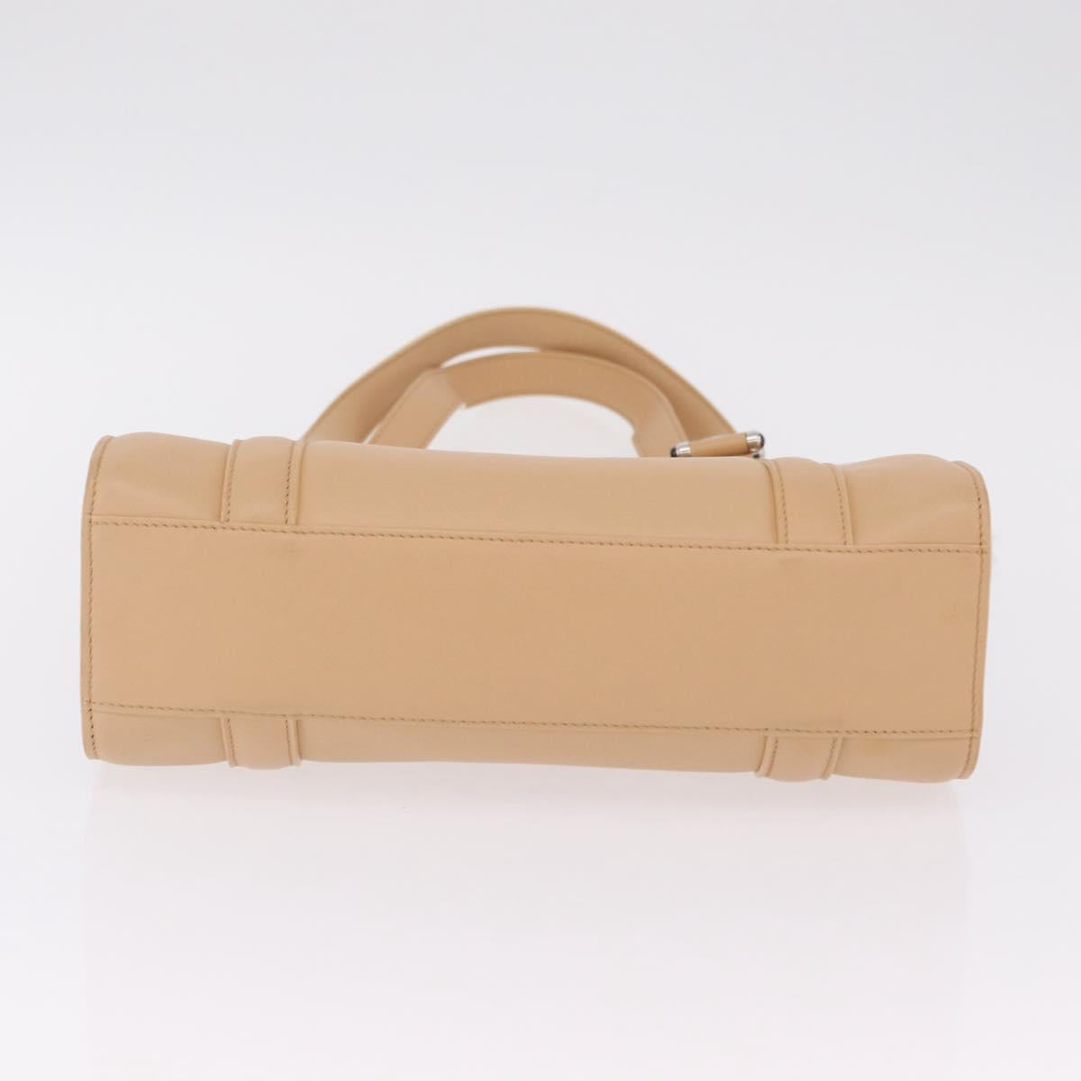 Cartier Tote Bag Leather Beige Silver Auth BA16682V