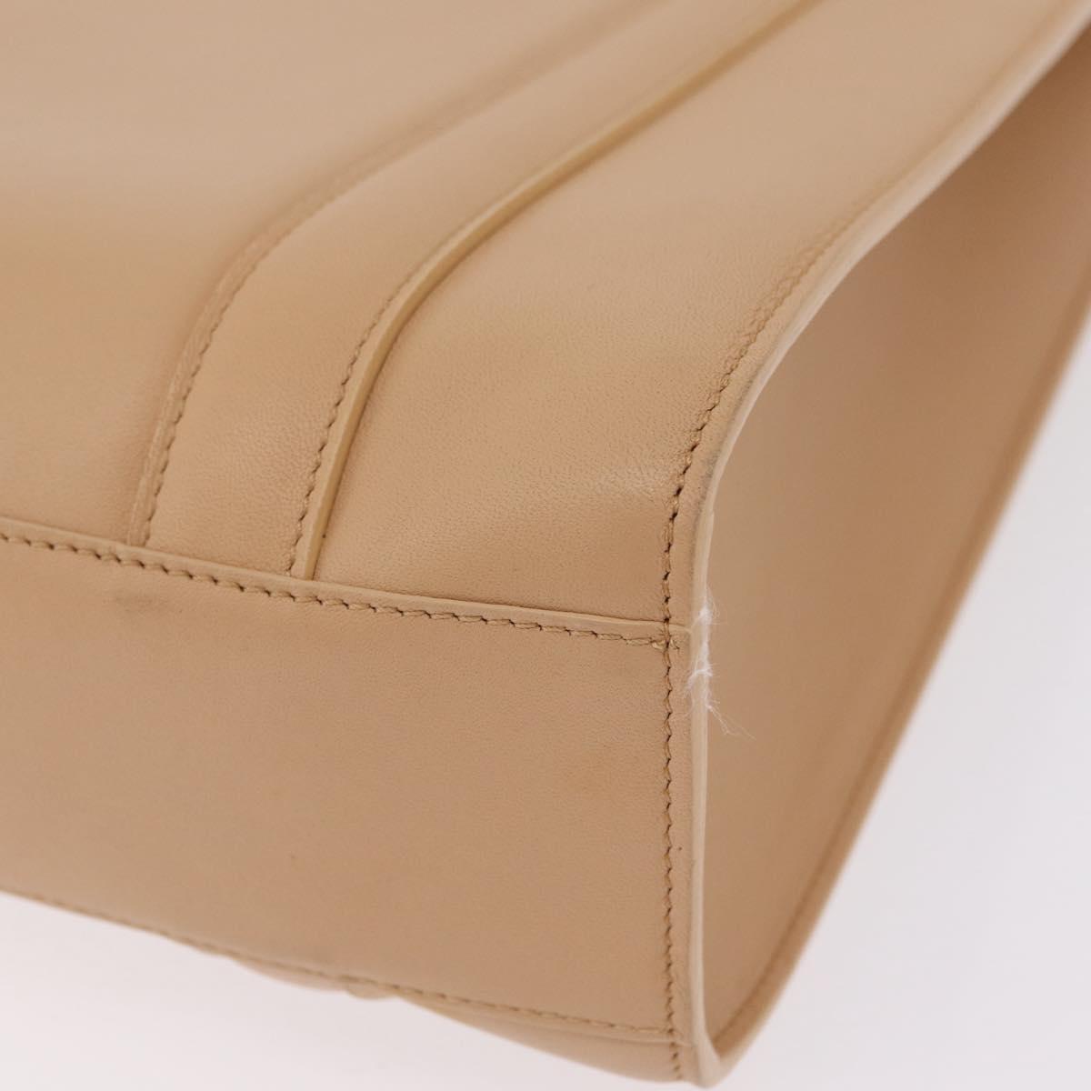 Cartier Tote Bag Leather Beige Silver Auth BA16682V