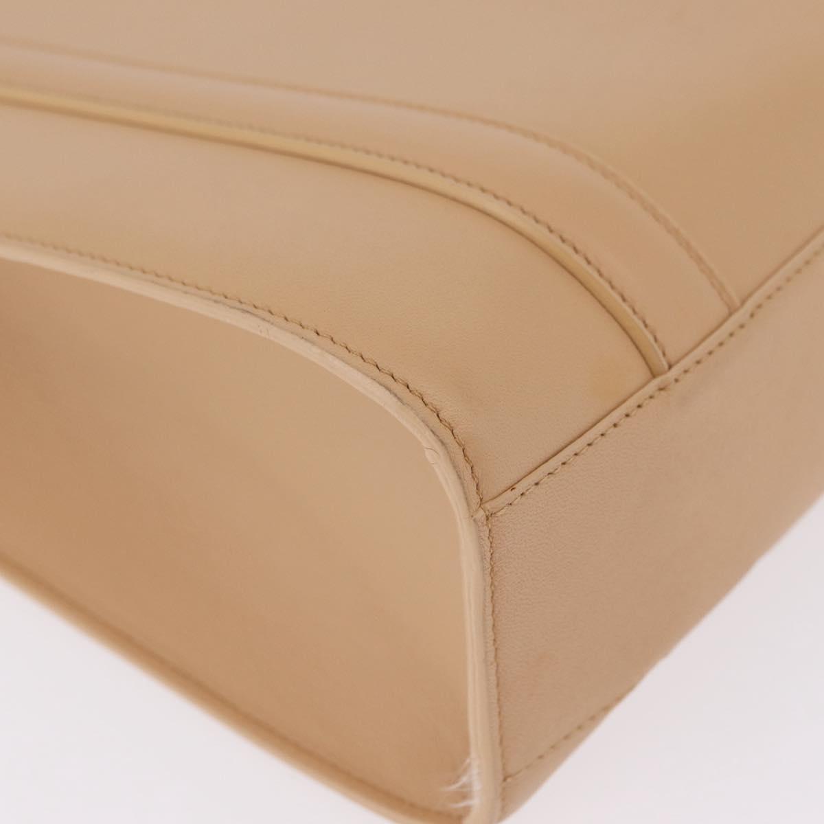 Cartier Tote Bag Leather Beige Silver Auth BA16682V