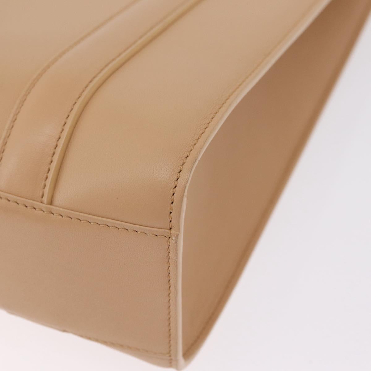 Cartier Tote Bag Leather Beige Silver Auth BA16682V
