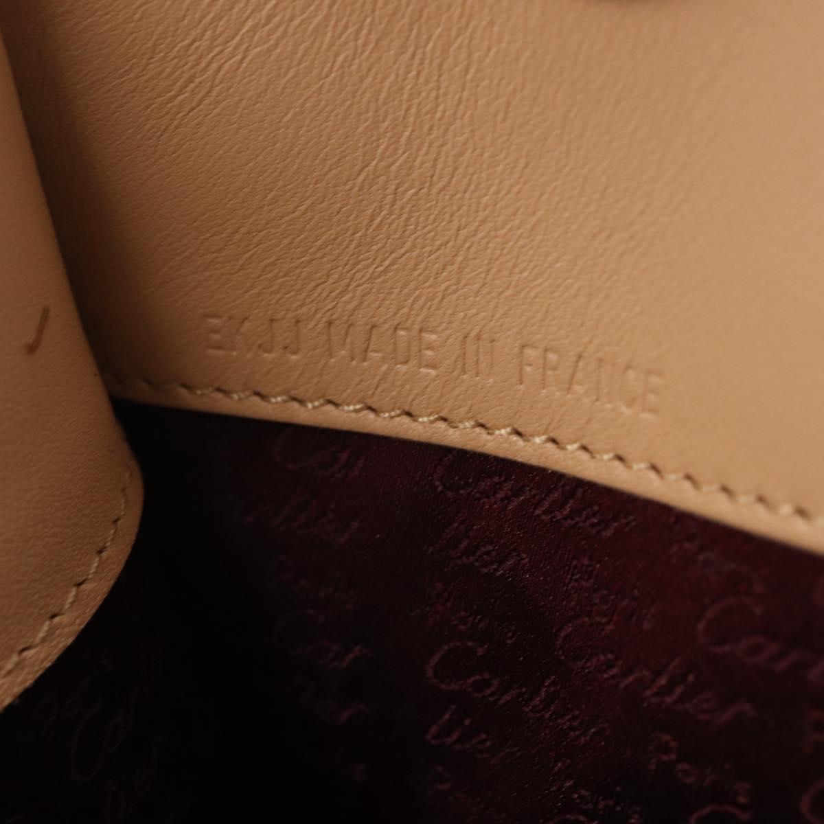 Cartier Tote Bag Leather Beige Silver Auth BA16682V
