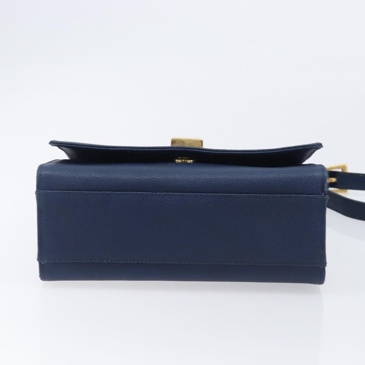 GIVENCHY Shoulder Bag Leather Navy Gold Auth BA16683A