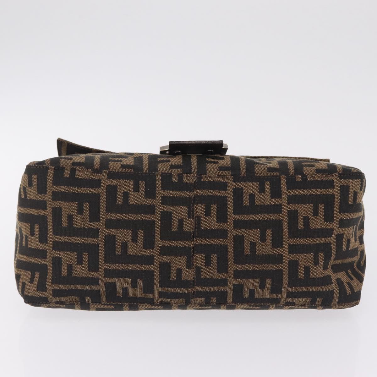 FENDI Zucca Canvas Mamma Baguette Shoulder Bag Brown Black Auth BA16684V