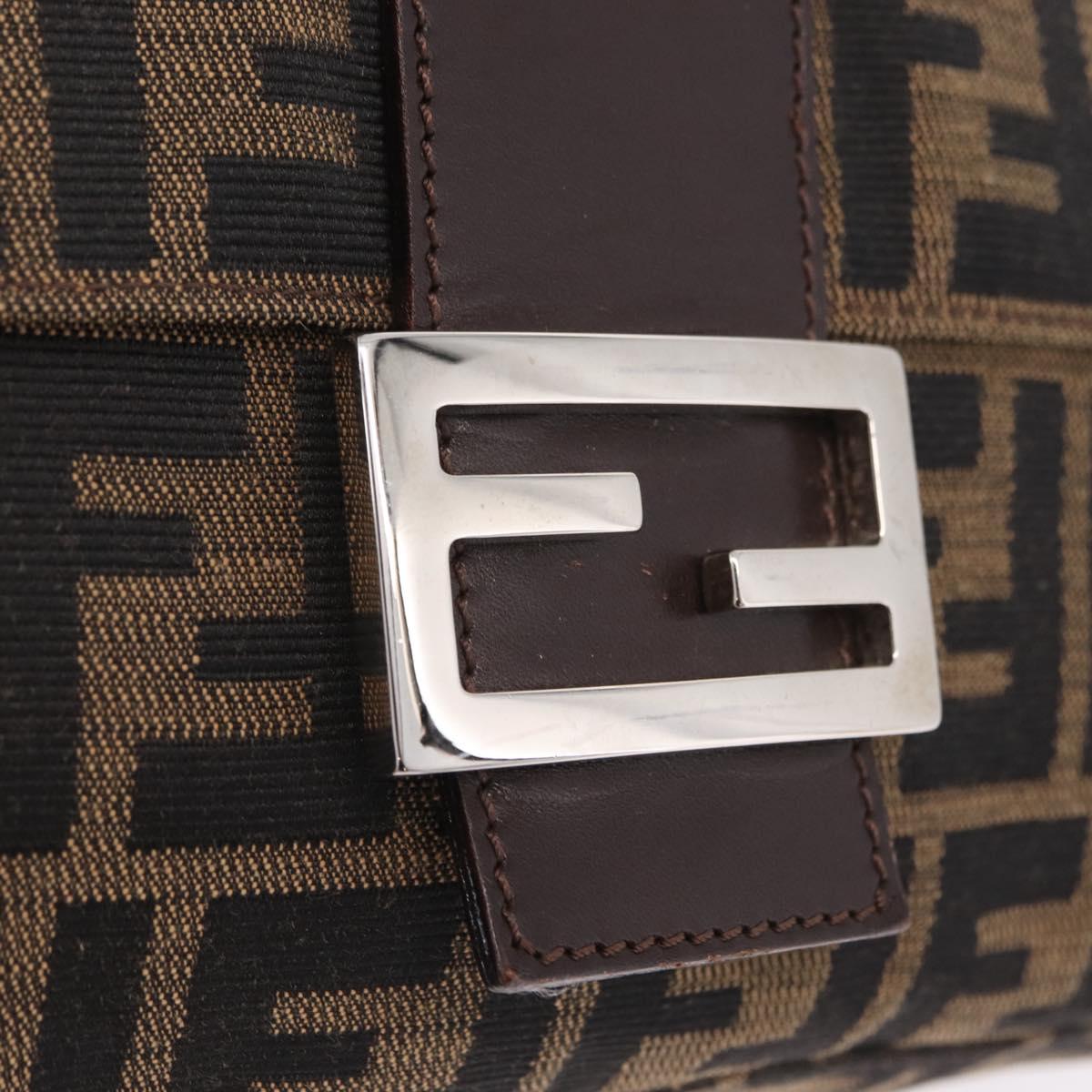 FENDI Zucca Canvas Mamma Baguette Shoulder Bag Brown Black Auth BA16684V