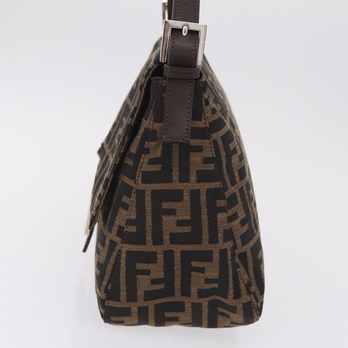 FENDI Zucca Canvas Mamma Baguette Shoulder Bag Brown Black Auth BA16684V