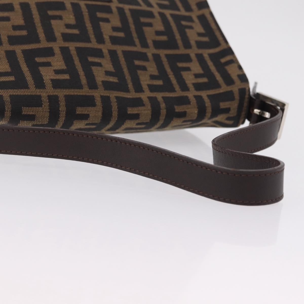 FENDI Zucca Canvas Mamma Baguette Shoulder Bag Brown Black Auth BA16684V