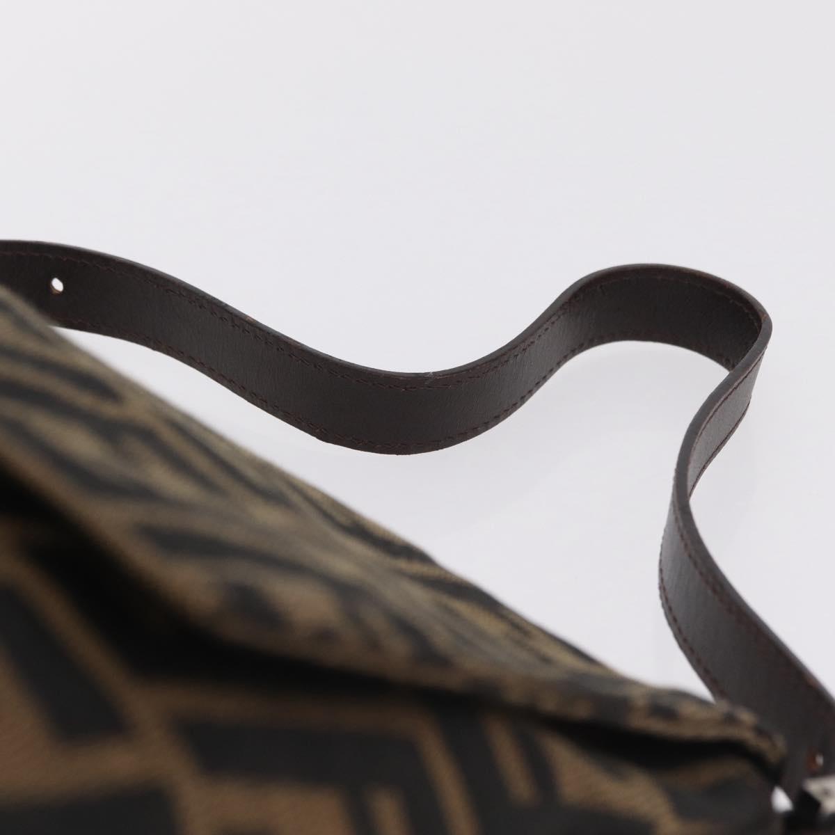 FENDI Zucca Canvas Mamma Baguette Shoulder Bag Brown Black Auth BA16684V