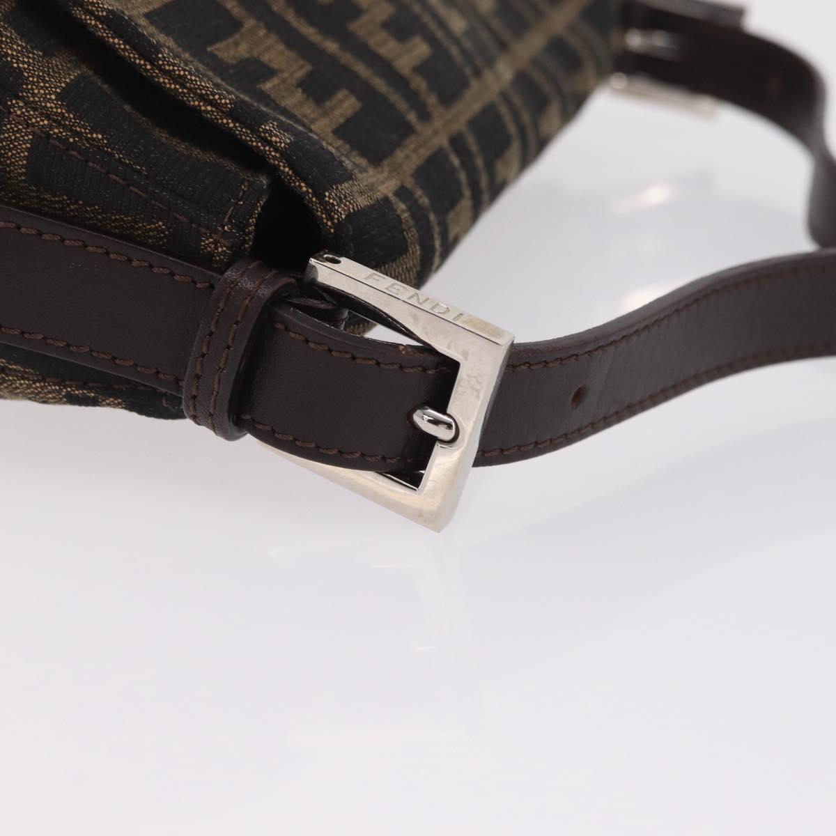 FENDI Zucca Canvas Mamma Baguette Shoulder Bag Brown Black Auth BA16684V