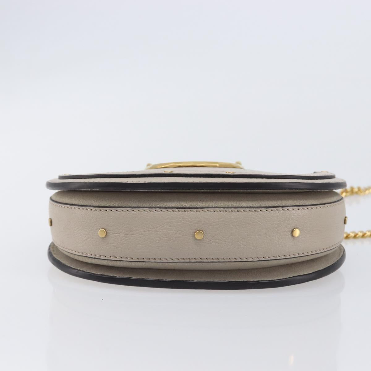 Chloe Pixy Hand Bag Leather 2way Beige Gold Auth BA16685A