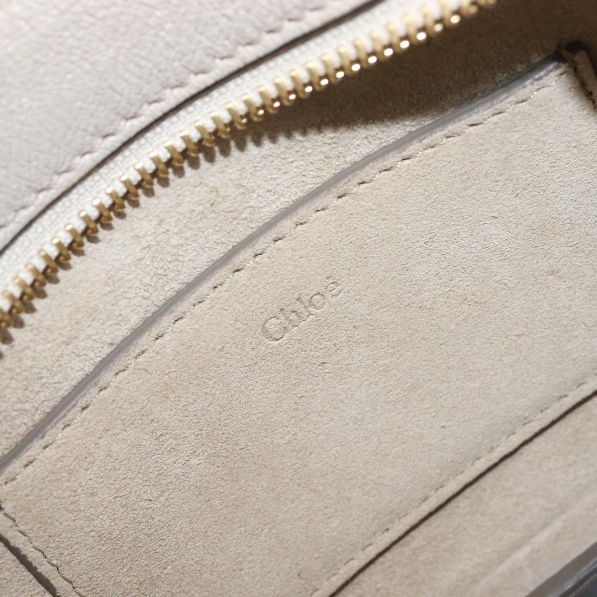 Chloe Pixy Hand Bag Leather 2way Beige Gold Auth BA16685A
