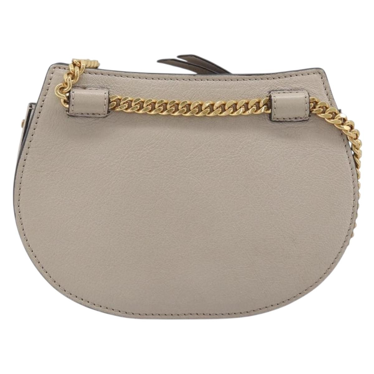 Chloe Pixy Hand Bag Leather 2way Beige Gold Auth BA16685A