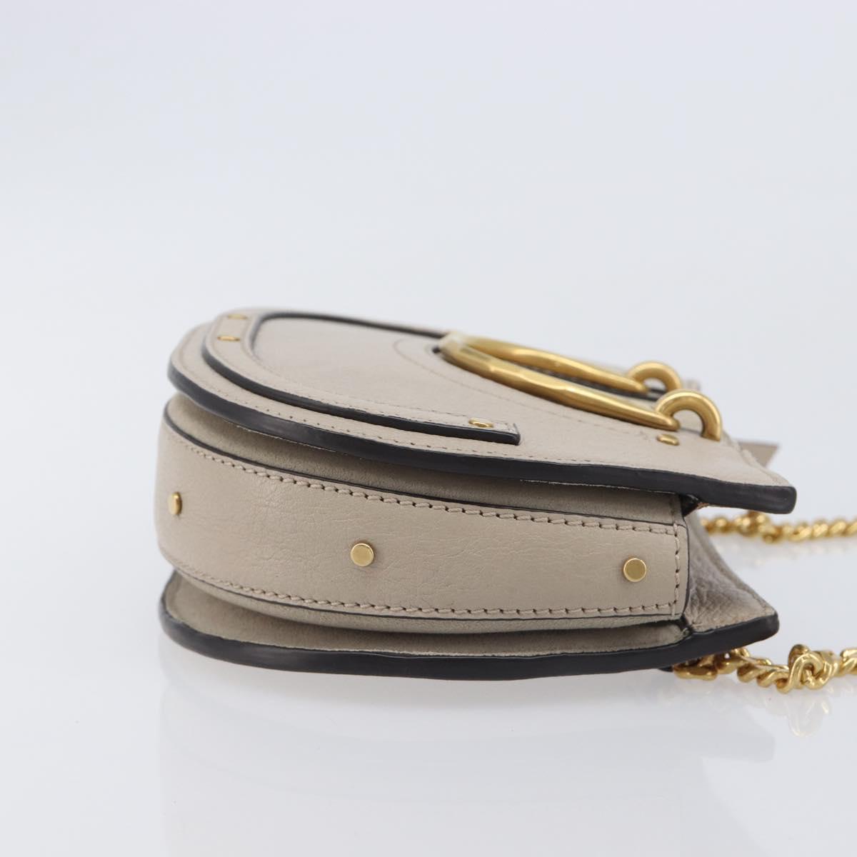 Chloe Pixy Hand Bag Leather 2way Beige Gold Auth BA16685A