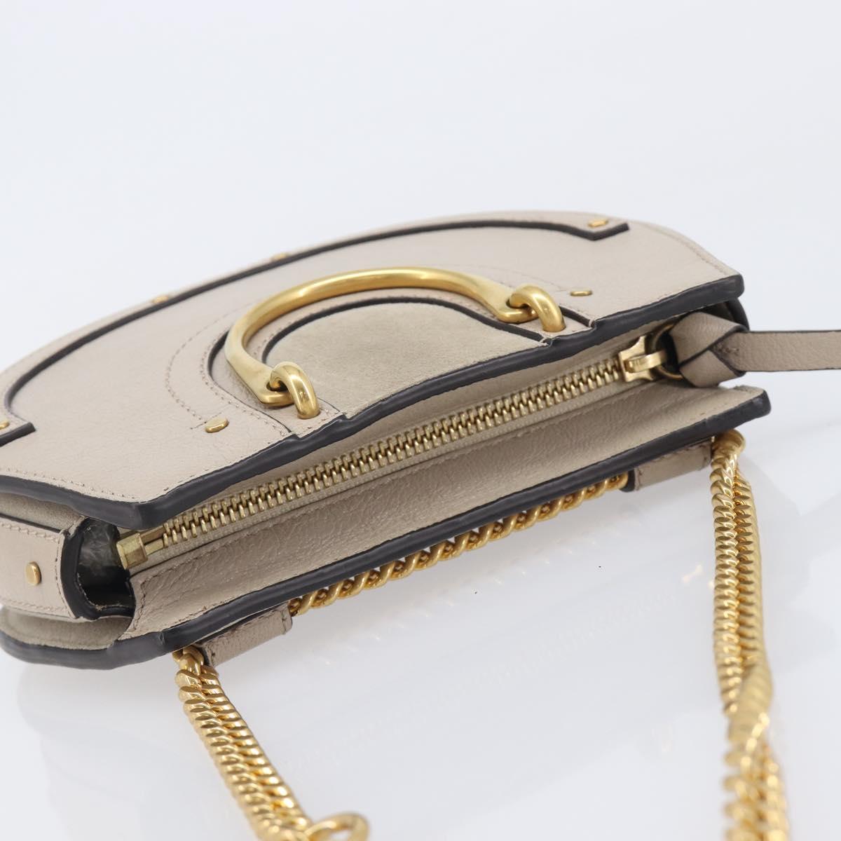 Chloe Pixy Hand Bag Leather 2way Beige Gold Auth BA16685A