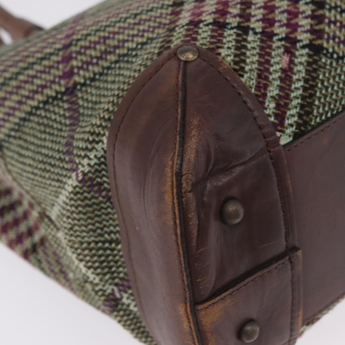 BURBERRY Tote Bag Wool Green Auth BA16686