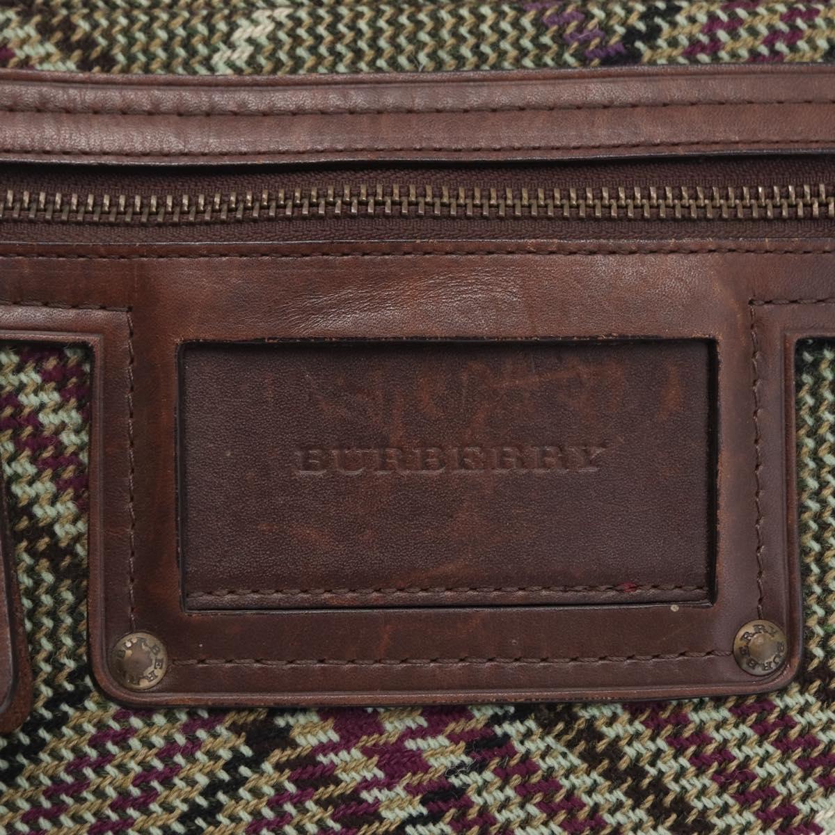 BURBERRY Tote Bag Wool Green Auth BA16686