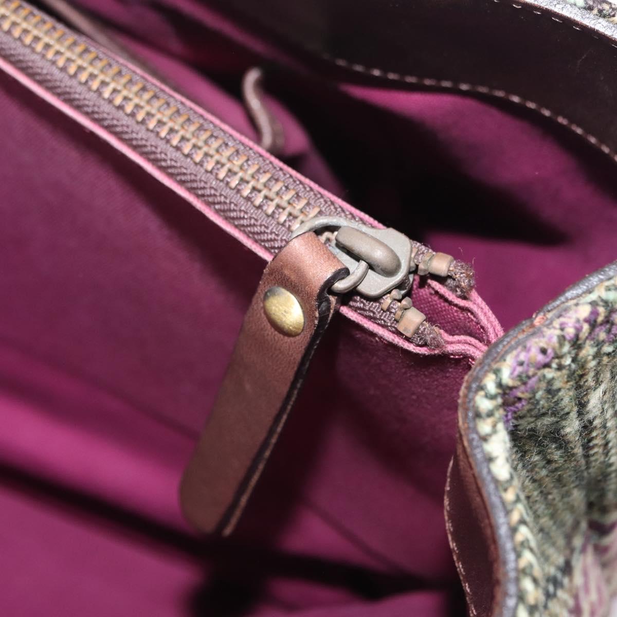 BURBERRY Tote Bag Wool Green Auth BA16686