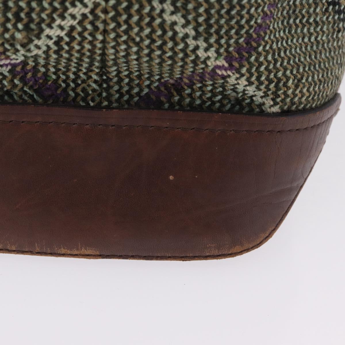 BURBERRY Tote Bag Wool Green Auth BA16686