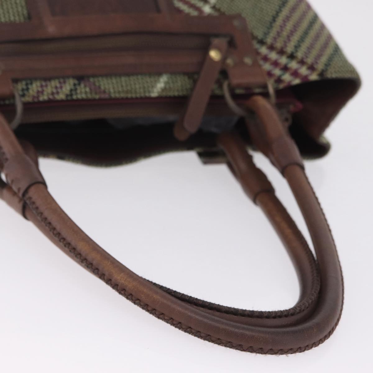 BURBERRY Tote Bag Wool Green Auth BA16686
