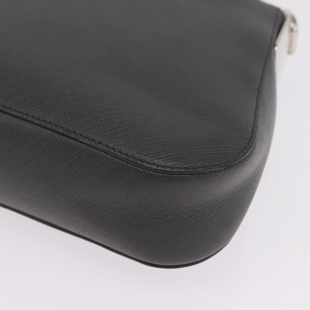 Salvatore Ferragamo Gancini Shoulder Bag Leather Gray Silver Auth BA16687