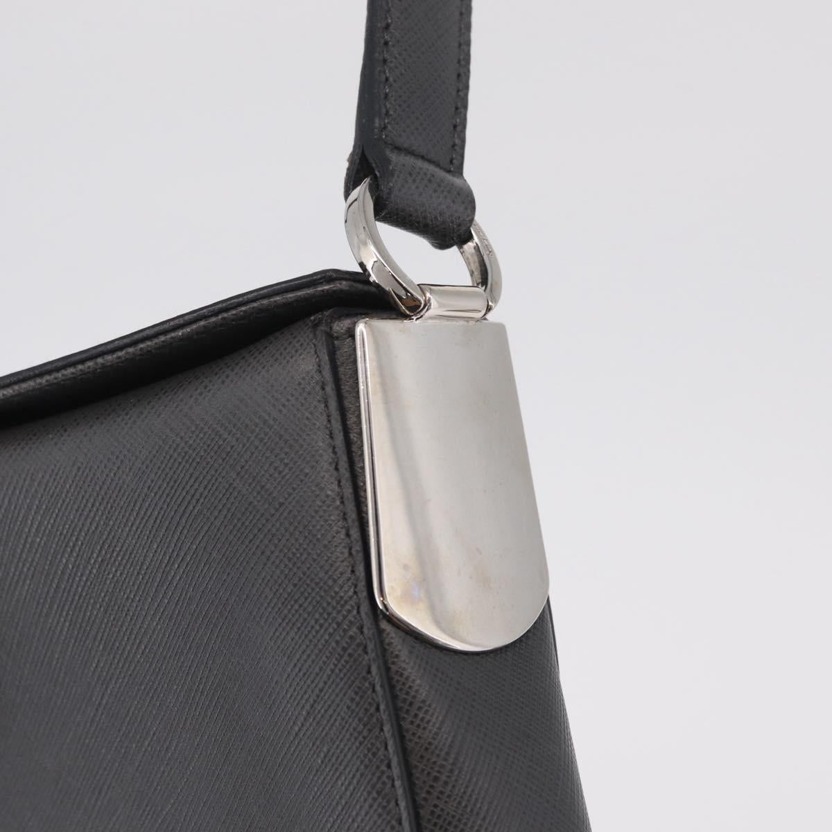 Salvatore Ferragamo Gancini Shoulder Bag Leather Gray Silver Auth BA16687