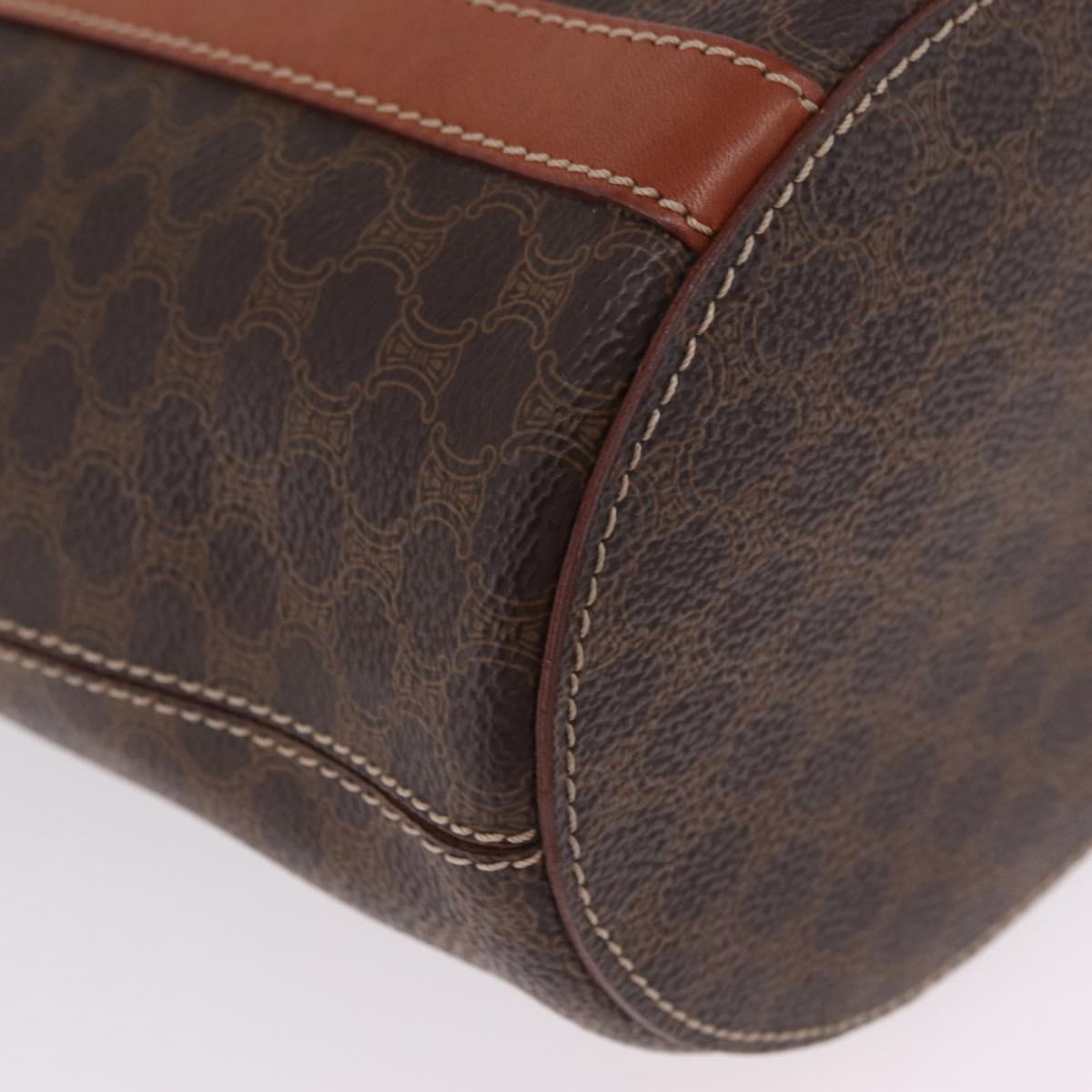 CELINE Macadam Canvas Shoulder Bag PVC Leather Brown Gold Auth BA16692