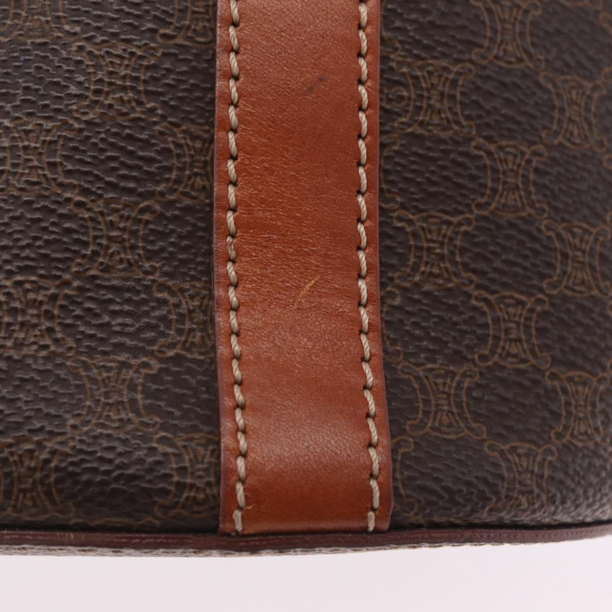 CELINE Macadam Canvas Shoulder Bag PVC Leather Brown Gold Auth BA16692
