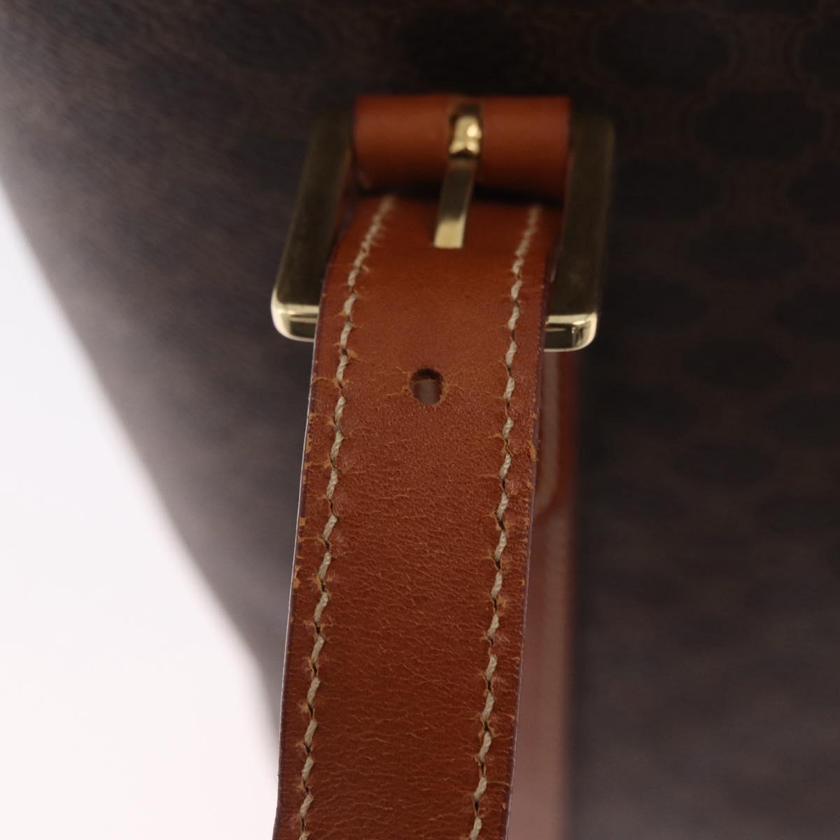 CELINE Macadam Canvas Shoulder Bag PVC Leather Brown Gold Auth BA16692