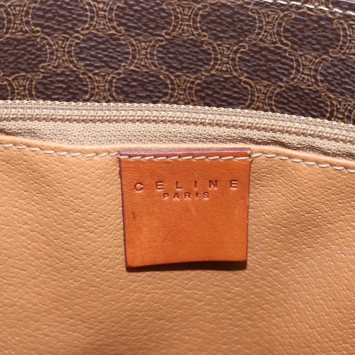 CELINE Macadam Canvas Shoulder Bag PVC Leather Brown Gold Auth BA16692
