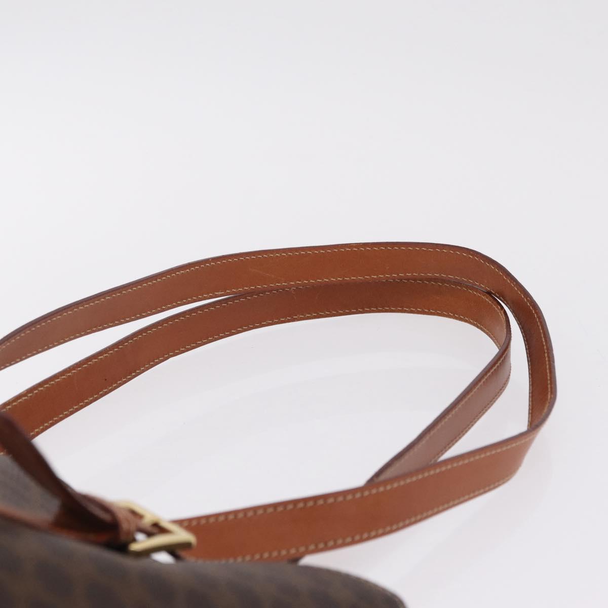 CELINE Macadam Canvas Shoulder Bag PVC Leather Brown Gold Auth BA16692