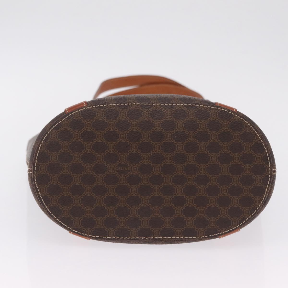 CELINE Macadam Canvas Shoulder Bag PVC Leather Brown Gold Auth BA16692