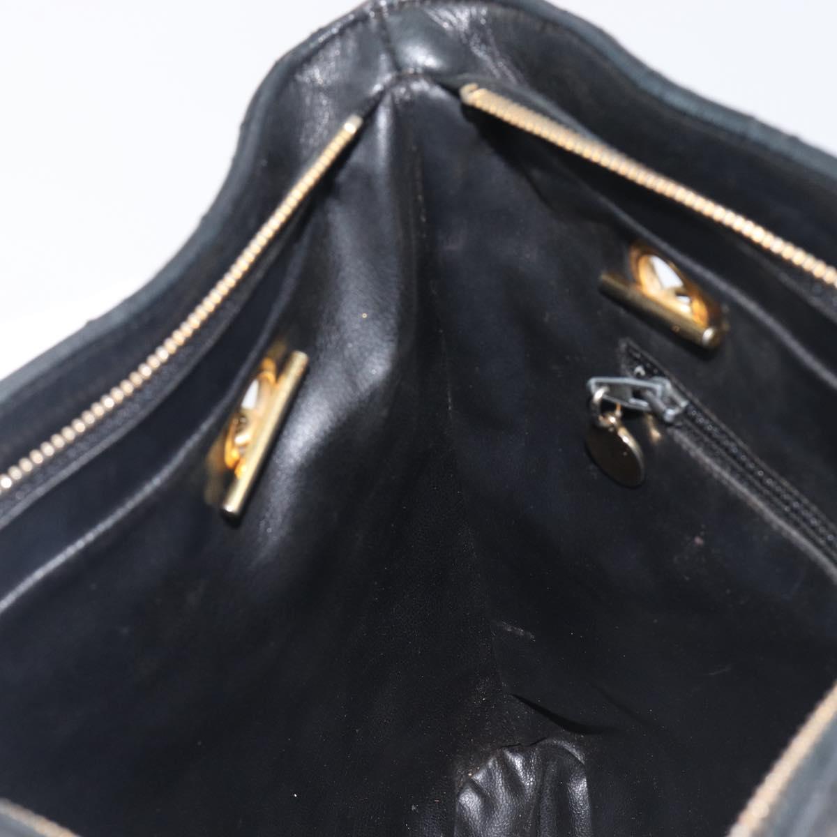 CHANEL Matelasse Chain Shoulder Bag Lamb Skin Black Gold CC Auth BA16693