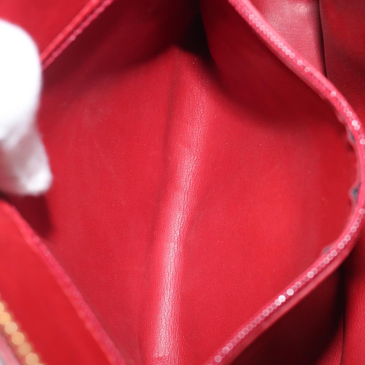 CHANEL Matelasse Chain Shoulder Bag Lamb Skin Red Gold CC Auth BA16694