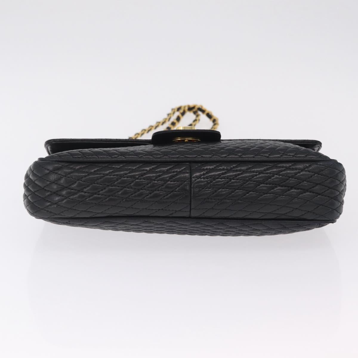 Bally Chain Shoulder Bag Leather Black Gold Auth BA16698