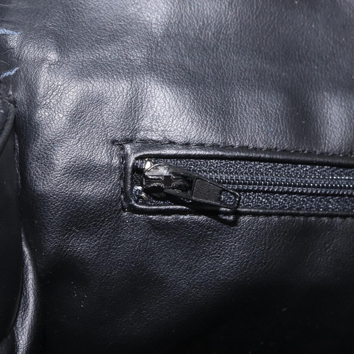 Bally Chain Shoulder Bag Leather Black Gold Auth BA16698