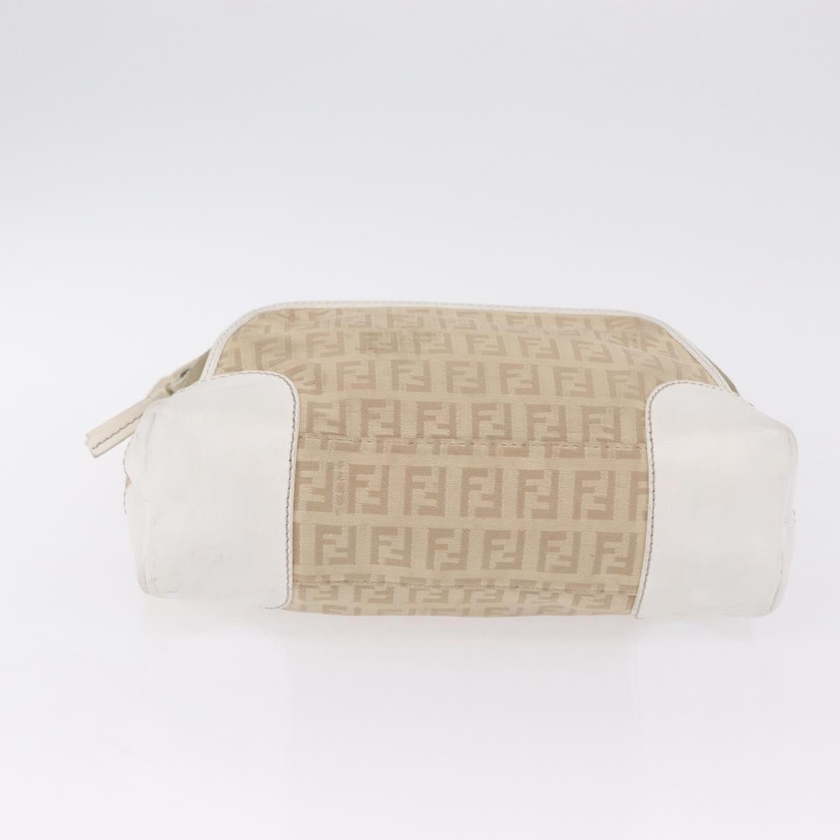 FENDI Zucchino Canvas Hand Bag Beige Gold Auth BA16701