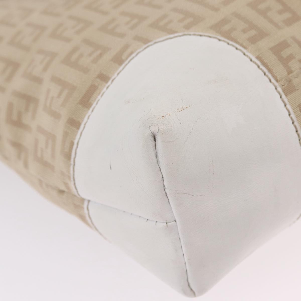 FENDI Zucchino Canvas Hand Bag Beige Gold Auth BA16701
