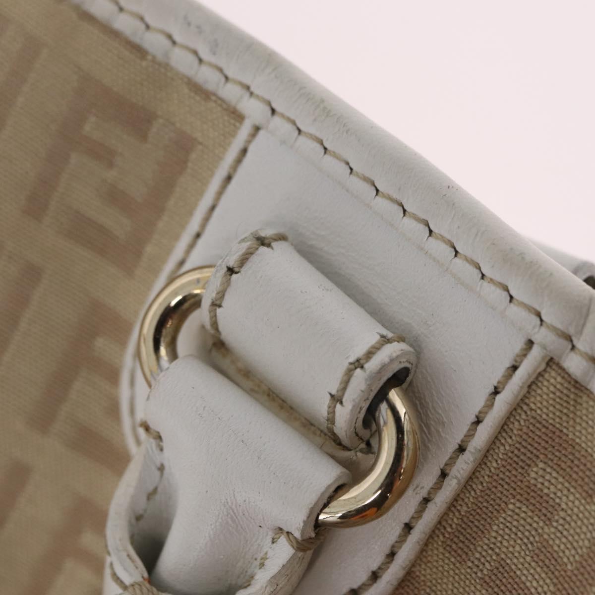 FENDI Zucchino Canvas Hand Bag Beige Gold Auth BA16701