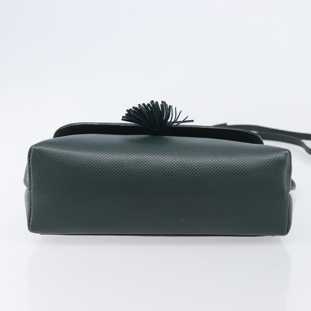 Bottega Veneta Marco Polo Shoulder Bag Leather Green Gold Auth BA16706