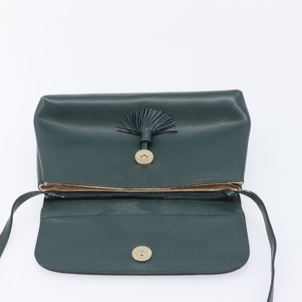 Bottega Veneta Marco Polo Shoulder Bag Leather Green Gold Auth BA16706
