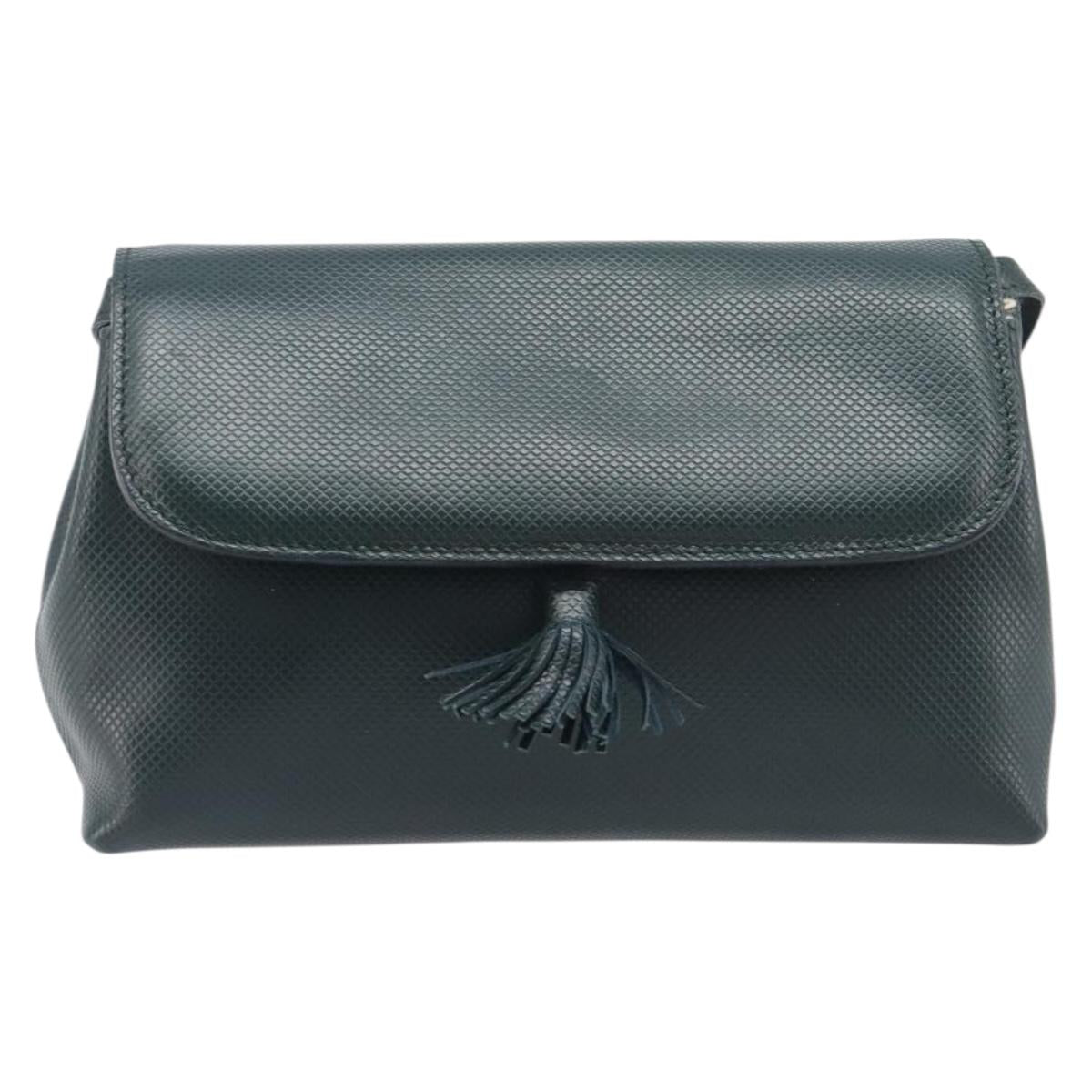 Bottega Veneta Marco Polo Shoulder Bag Leather Green Gold Auth BA16706